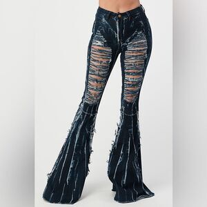 Purple Candy Lightning Flashes Concert Jeans